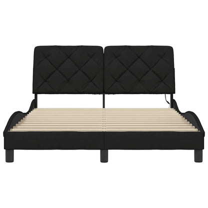 Giroletto con LED senza Materasso Nero 120x200 cm Tessuto - homemem39