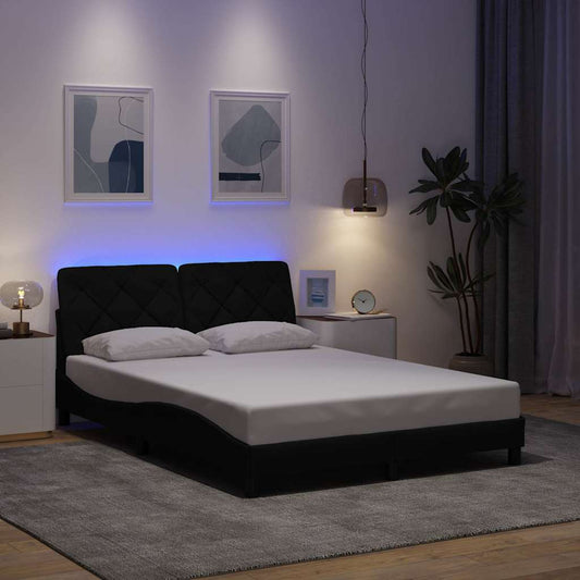 Giroletto con LED senza Materasso Nero 120x200 cm Tessuto