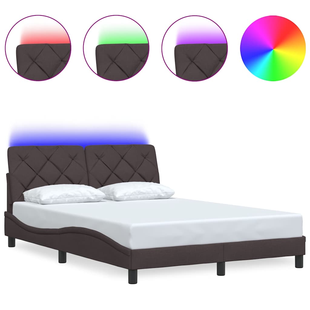 Giroletto con LED senza Materasso Marrone Scuro 120x200 cm