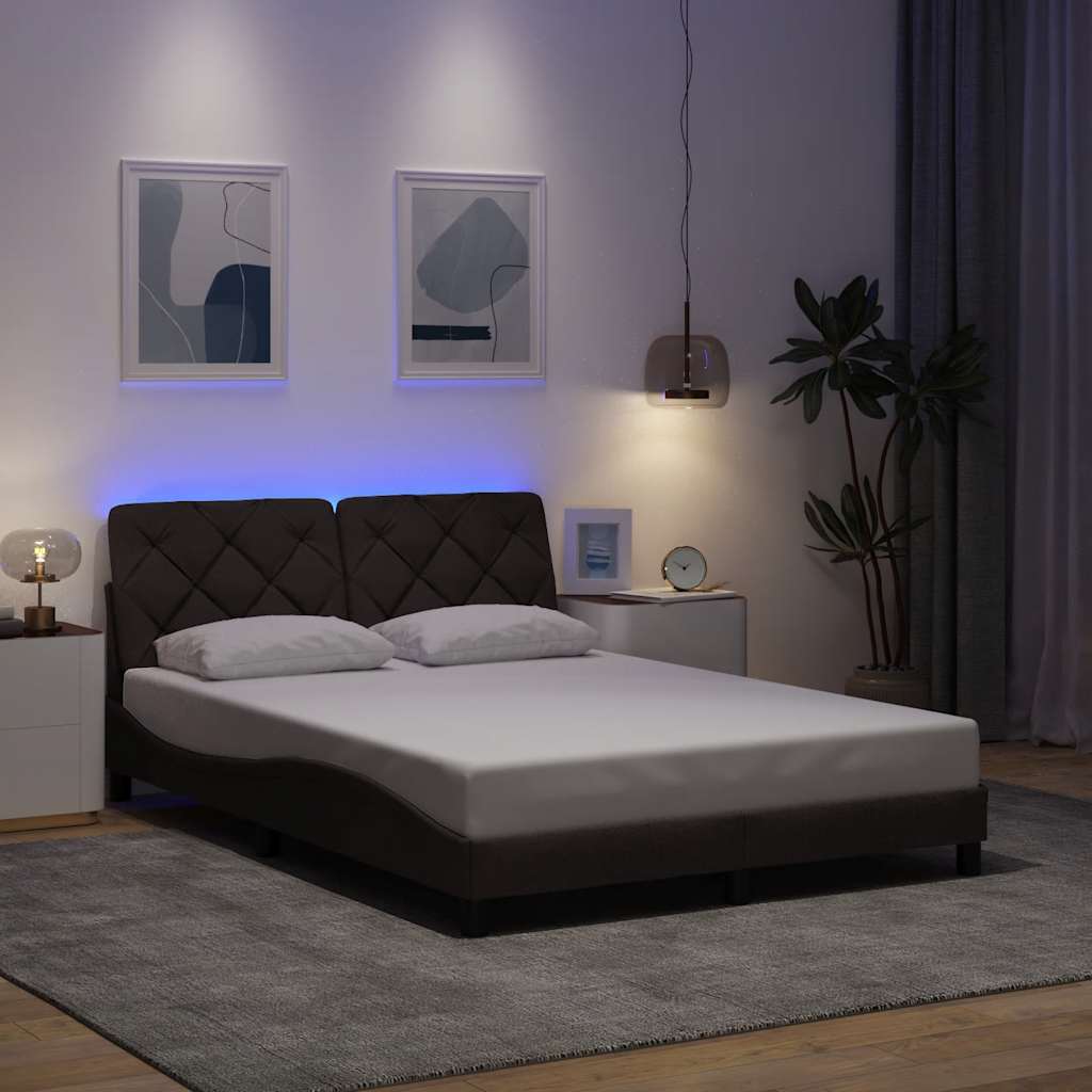 Giroletto con LED senza Materasso Marrone Scuro 120x200 cm - homemem39