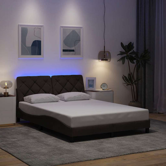 Giroletto con LED senza Materasso Marrone Scuro 120x200 cm