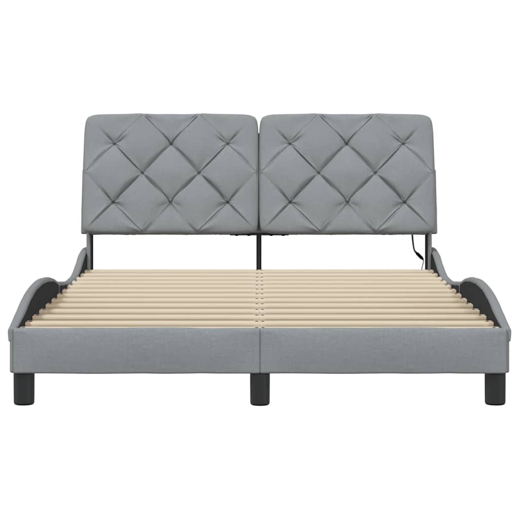 Giroletto con LED senza Materasso Grigio Chiaro 140x190 cm