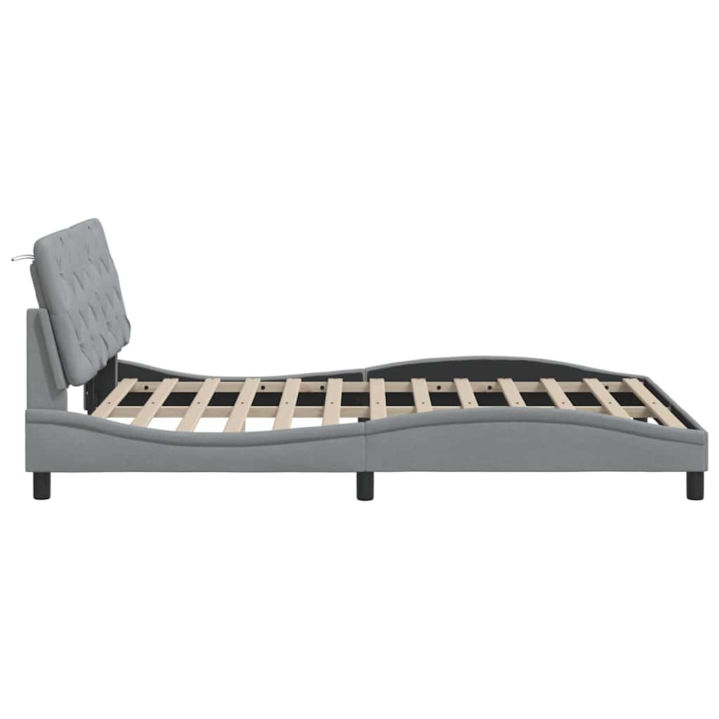 Giroletto con LED senza Materasso Grigio Chiaro 140x190 cm