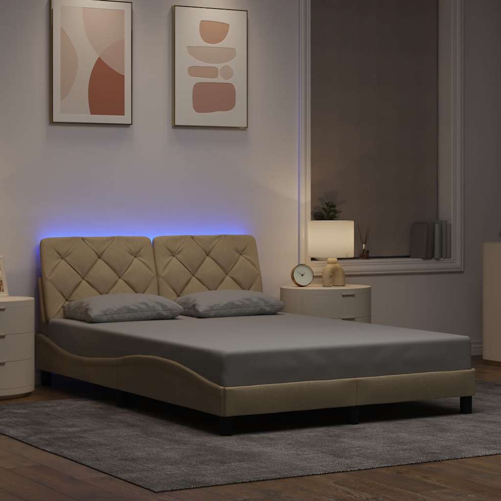 Giroletto con LED senza Materasso Crema 140x190 cm in Tessuto - homemem39