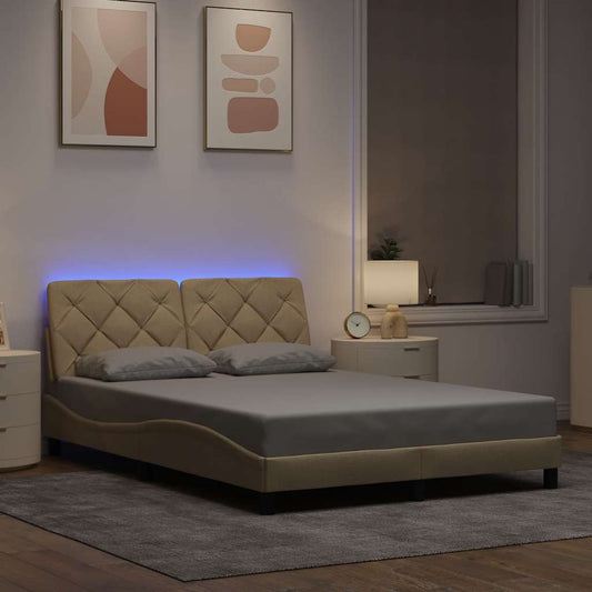 Giroletto con LED senza Materasso Crema 140x190 cm in Tessuto - homemem39
