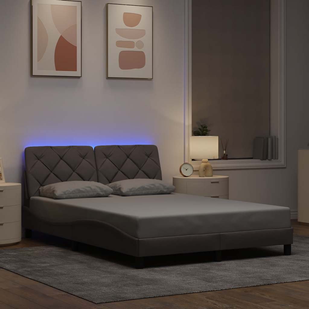 Giroletto con LED senza Materasso Tortora 140x200 cm in Tessuto