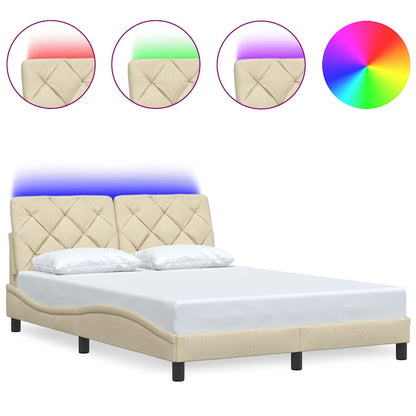 Giroletto con LED senza Materasso Crema 140x200 cm in Tessuto