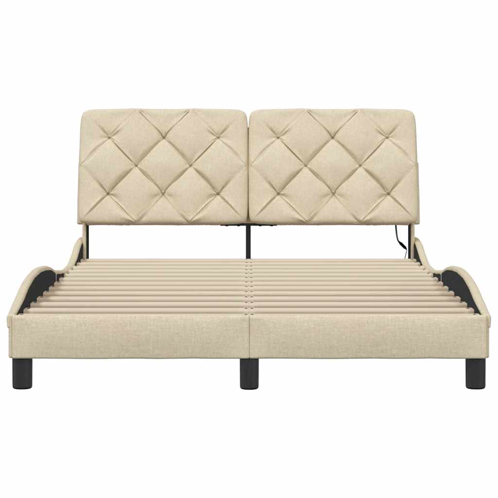 Giroletto con LED senza Materasso Crema 140x200 cm in Tessuto - homemem39