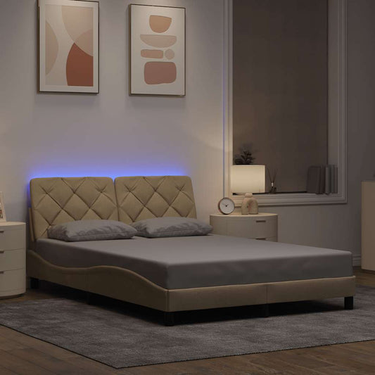 Giroletto con LED senza Materasso Crema 140x200 cm in Tessuto - homemem39