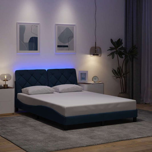 Giroletto con LED senza Materasso Blu 140x200 cm in Tessuto