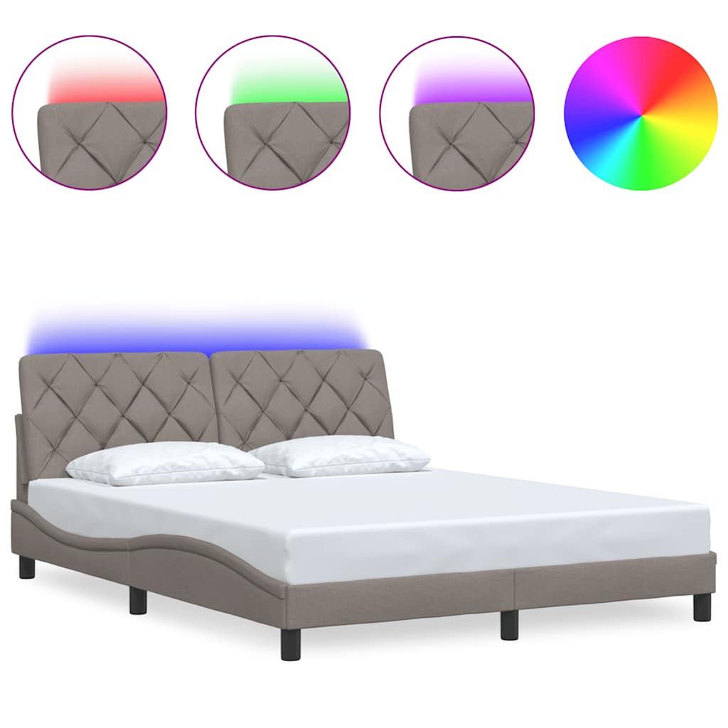 Giroletto con LED senza Materasso Tortora 160x200 cm in Tessuto