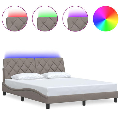 Giroletto con LED senza Materasso Tortora 160x200 cm in Tessuto