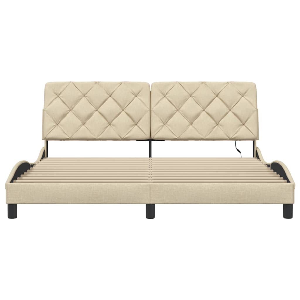 Giroletto con LED senza Materasso Crema 180x200 cm in Tessuto - homemem39