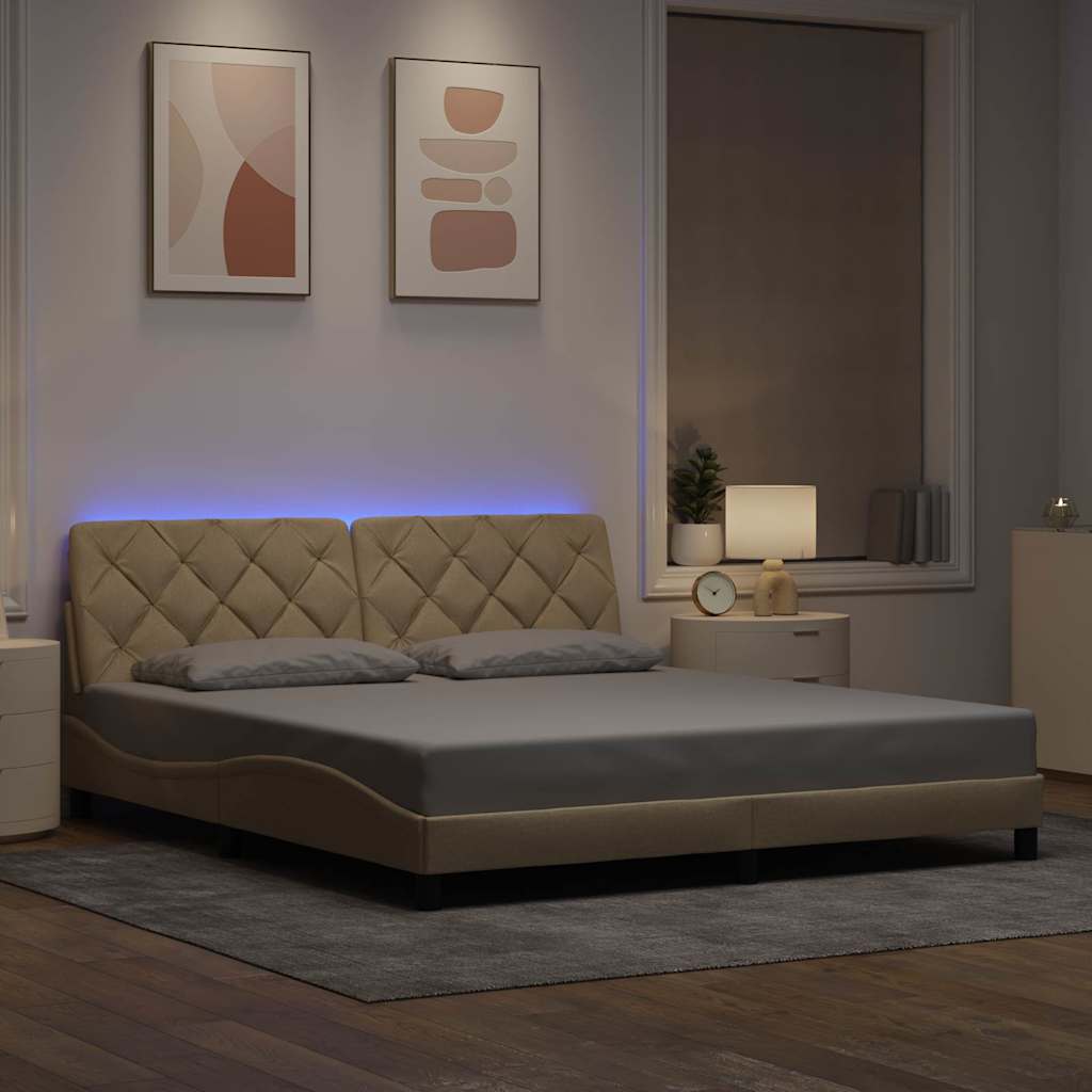 Giroletto con LED senza Materasso Crema 180x200 cm in Tessuto - homemem39