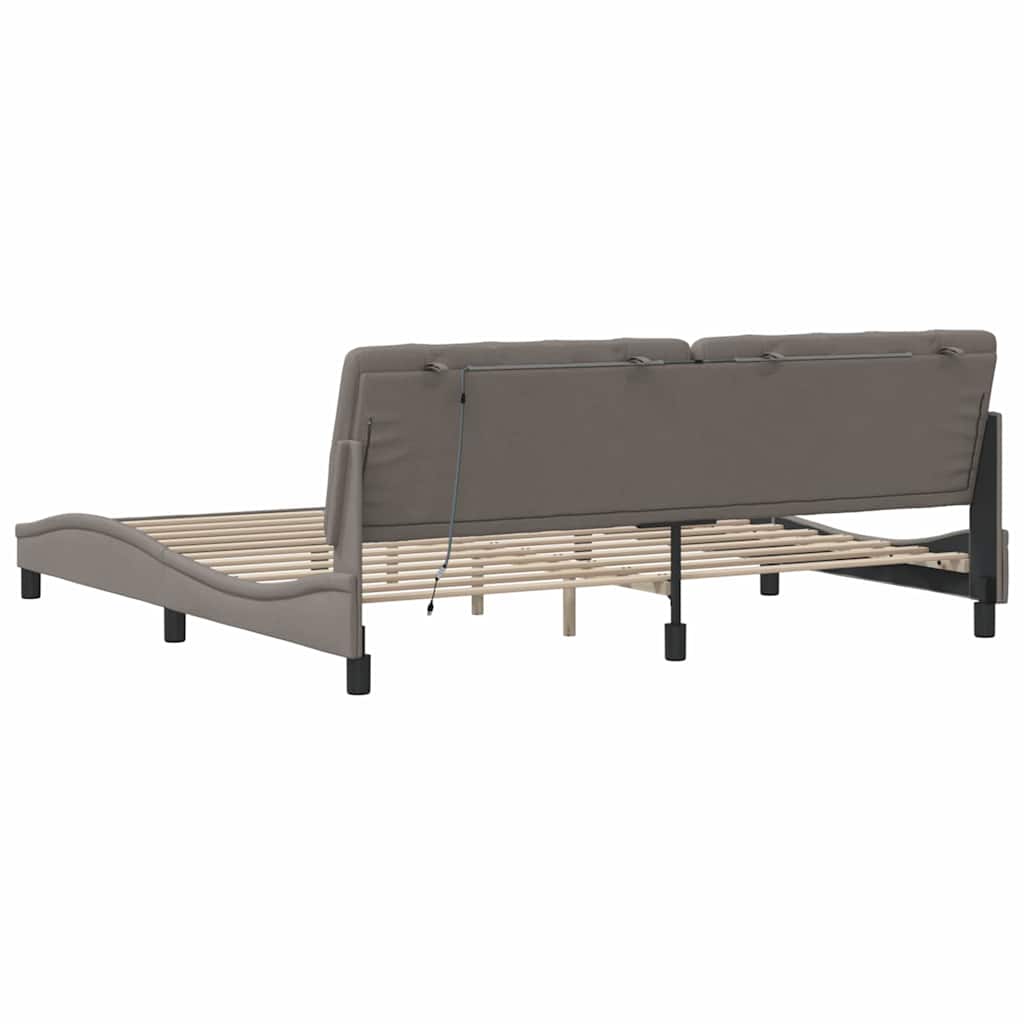 Giroletto con LED senza Materasso Tortora 200x200 cm in Tessuto