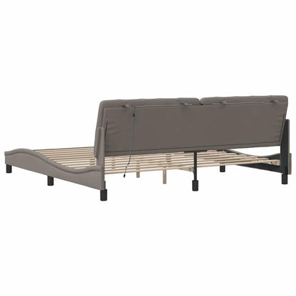 Giroletto con LED senza Materasso Tortora 200x200 cm in Tessuto
