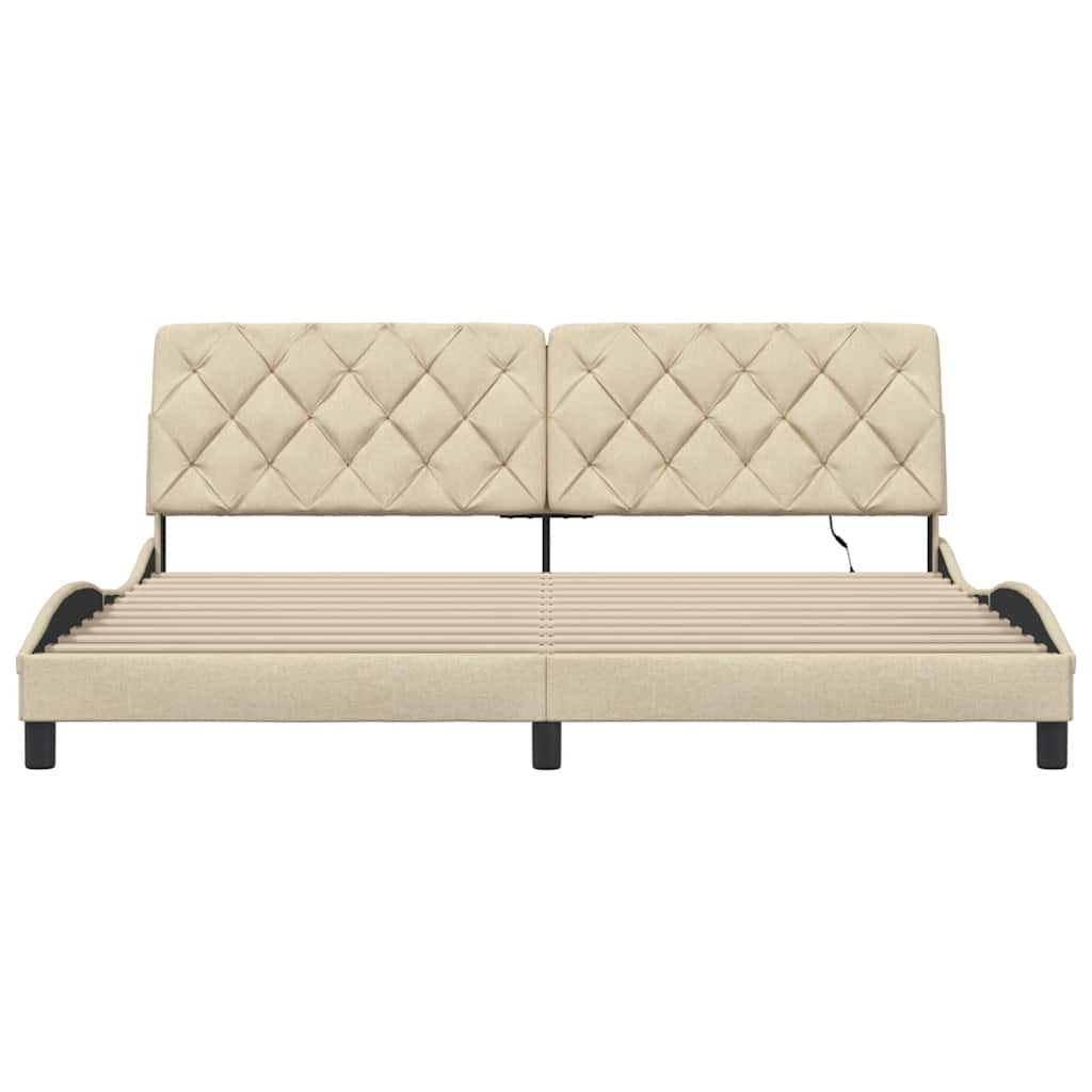 Giroletto con LED senza Materasso Crema 200x200 cm in Tessuto - homemem39