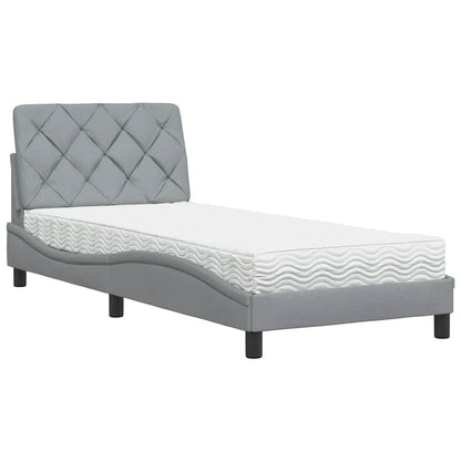 Letto con Materasso Grigio Chiaro 80x200 cm in Tessuto
