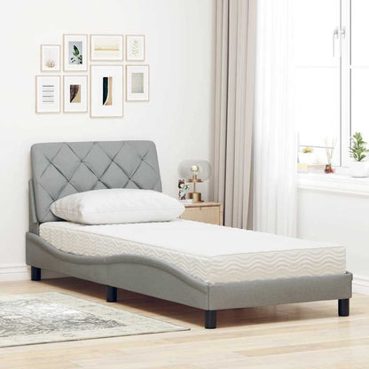 Letto con Materasso Grigio Chiaro 80x200 cm in Tessuto