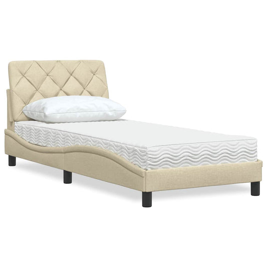 Letto con Materasso Crema 80x200 cm in Tessuto - homemem39