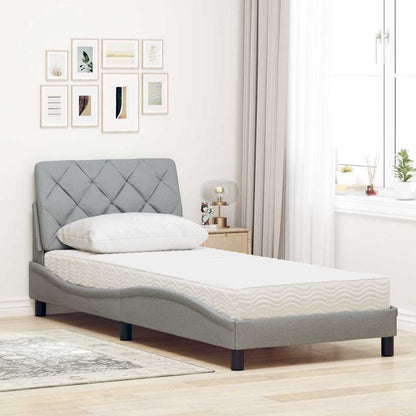 Letto con Materasso Grigio Chiaro 90x190 cm in Tessuto - homemem39