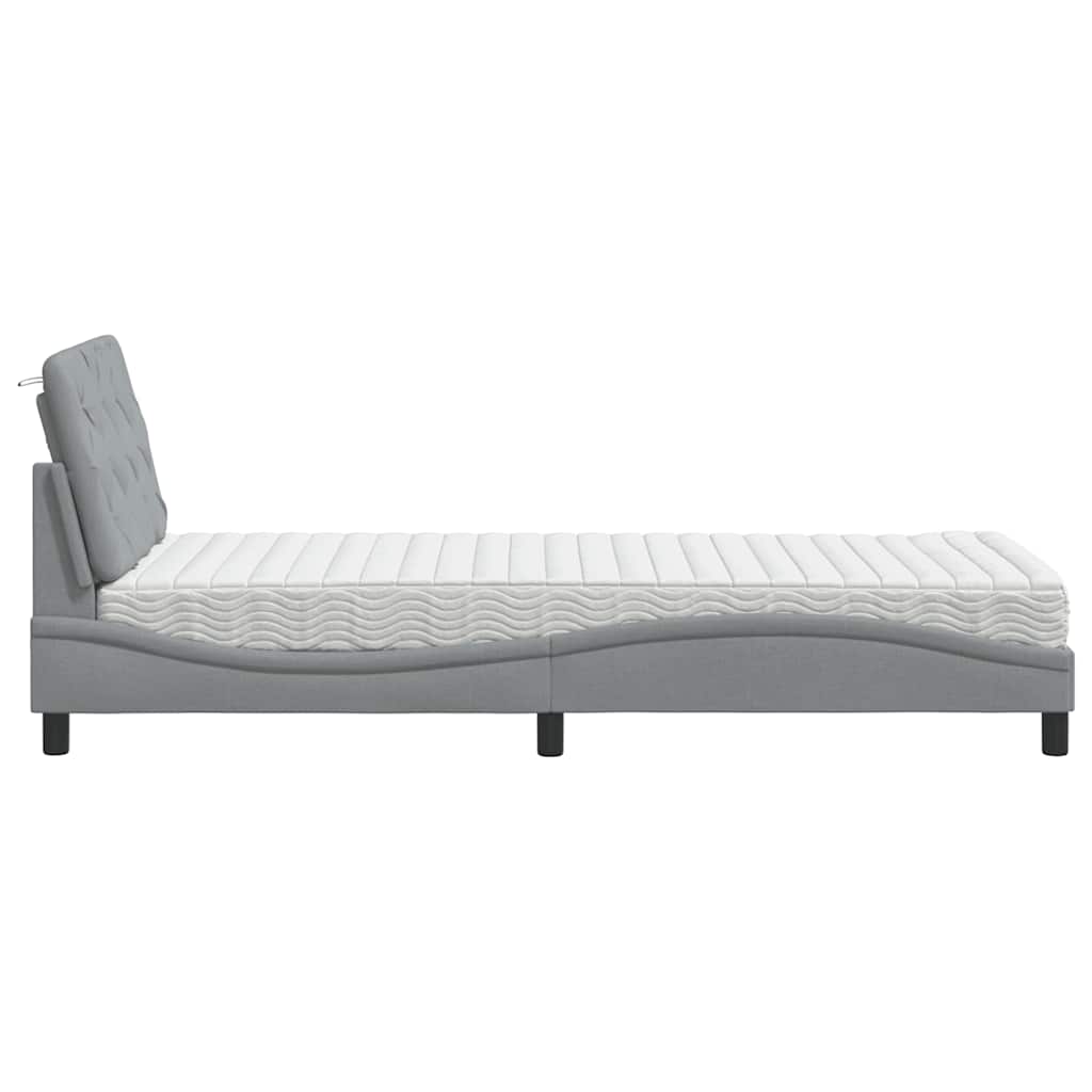 Letto con Materasso Grigio Chiaro 90x190 cm in Tessuto - homemem39