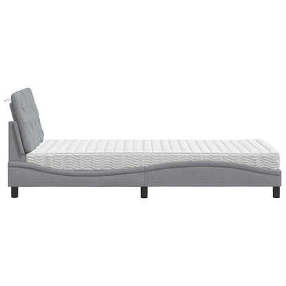 Letto con Materasso Grigio Chiaro 90x190 cm in Tessuto - homemem39
