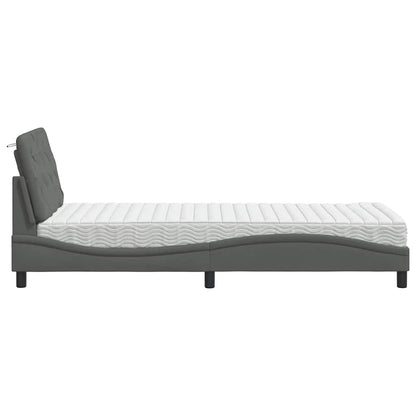 Letto con Materasso Grigio Scuro 90x190 cm in Tessuto - homemem39