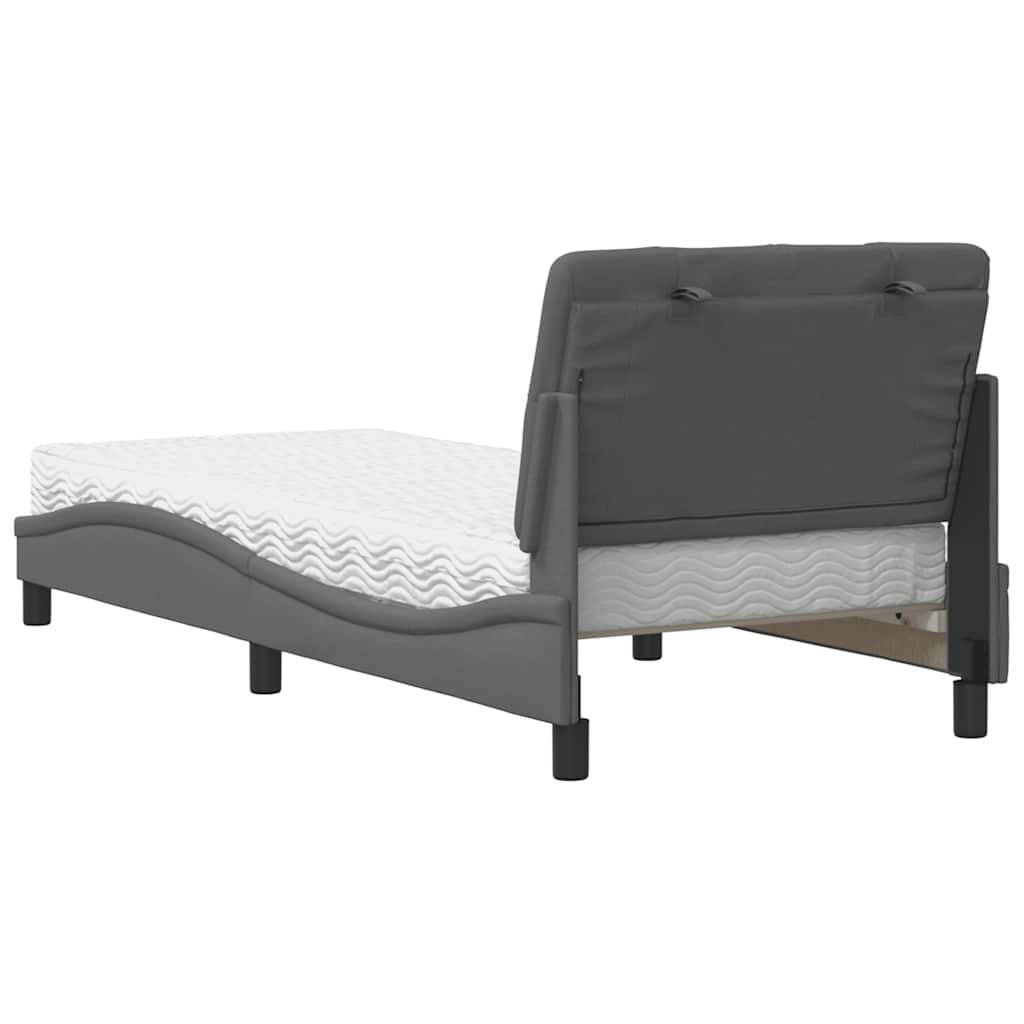 Letto con Materasso Grigio Scuro 90x190 cm in Tessuto