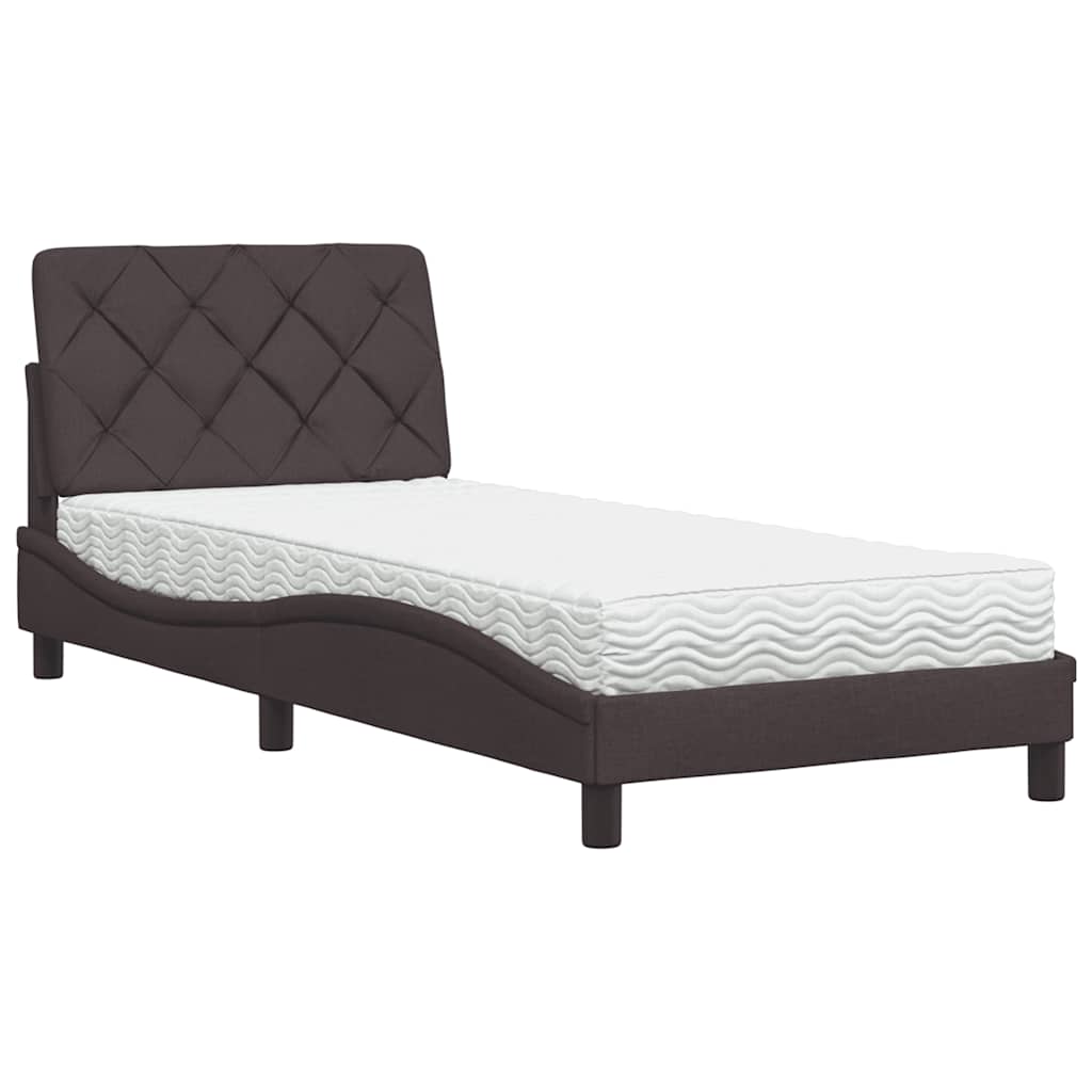 Letto con Materasso Marrone Scuro 90x190 cm in Tessuto | homemem39
