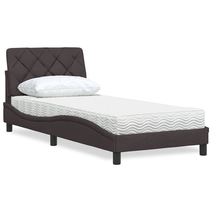 Letto con Materasso Marrone Scuro 90x190 cm in Tessuto | homemem39