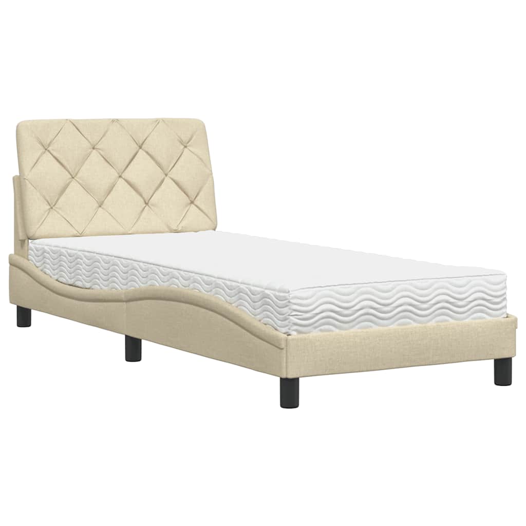 Letto con Materasso Crema 90x190 cm in Tessuto - homemem39