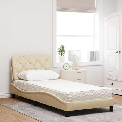 Letto con Materasso Crema 90x190 cm in Tessuto - homemem39
