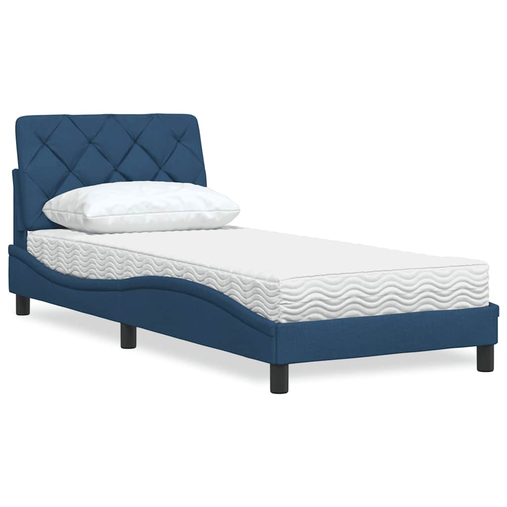 Letto con Materasso Blu 90x190 cm in Tessuto | homemem39
