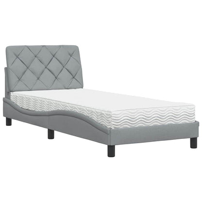 Letto con Materasso Grigio Chiaro 90x200 cm in Tessuto