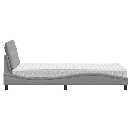 Letto con Materasso Grigio Chiaro 90x200 cm in Tessuto