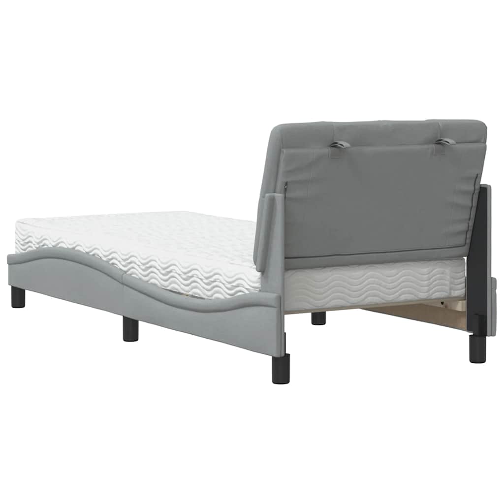 Letto con Materasso Grigio Chiaro 90x200 cm in Tessuto