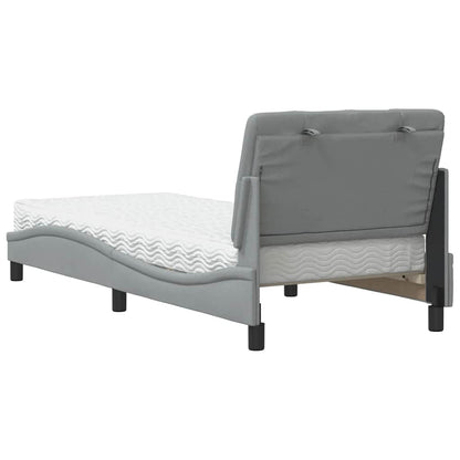 Letto con Materasso Grigio Chiaro 90x200 cm in Tessuto
