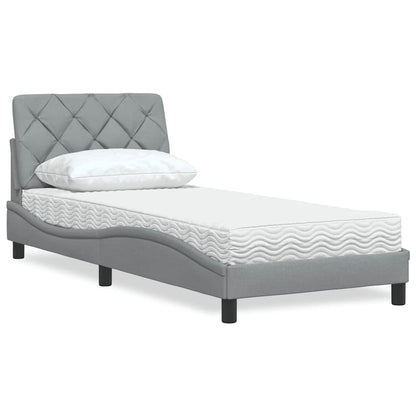 Letto con Materasso Grigio Chiaro 90x200 cm in Tessuto - homemem39