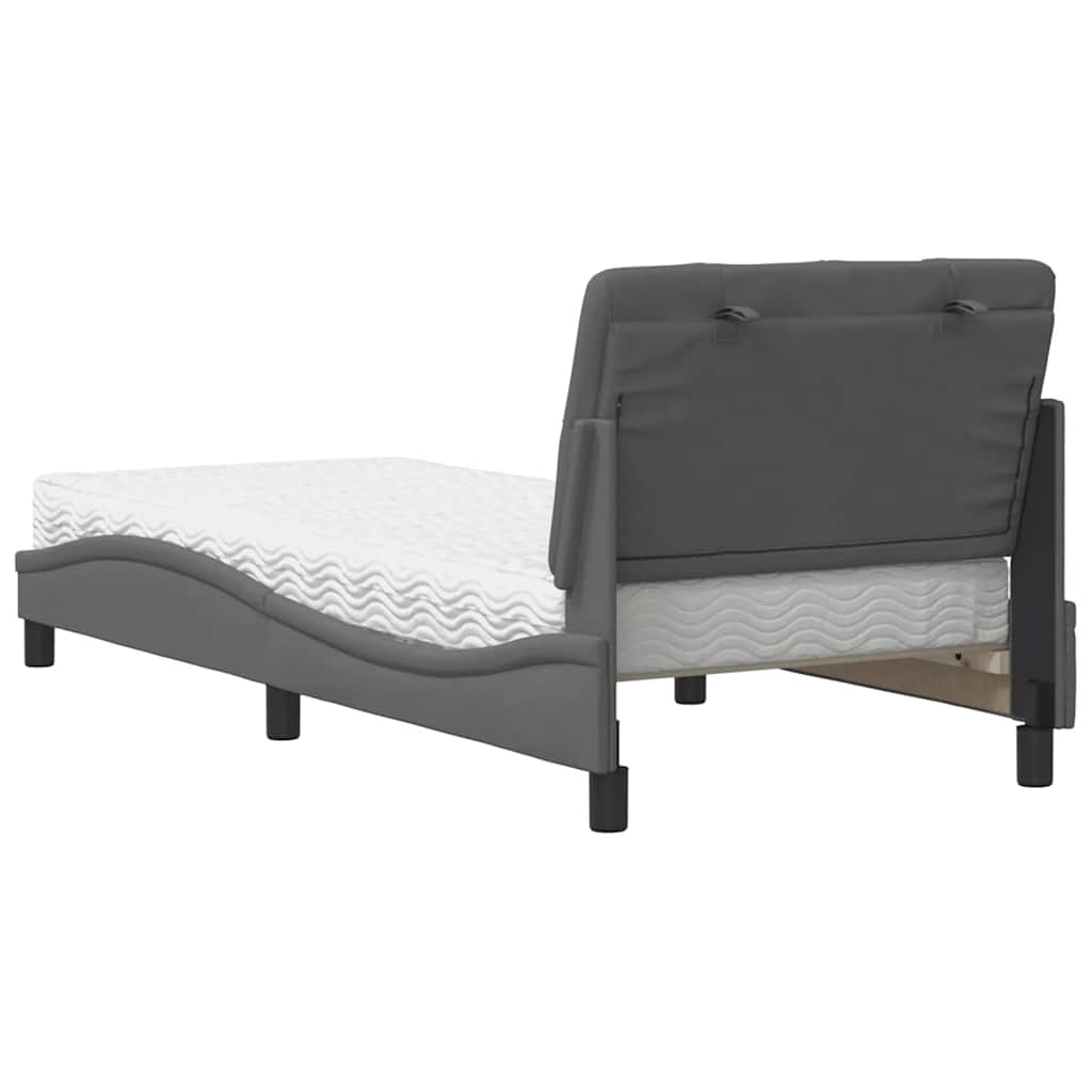 Letto con Materasso Grigio Scuro 90x200 cm in Tessuto