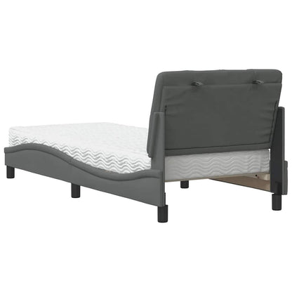 Letto con Materasso Grigio Scuro 90x200 cm in Tessuto