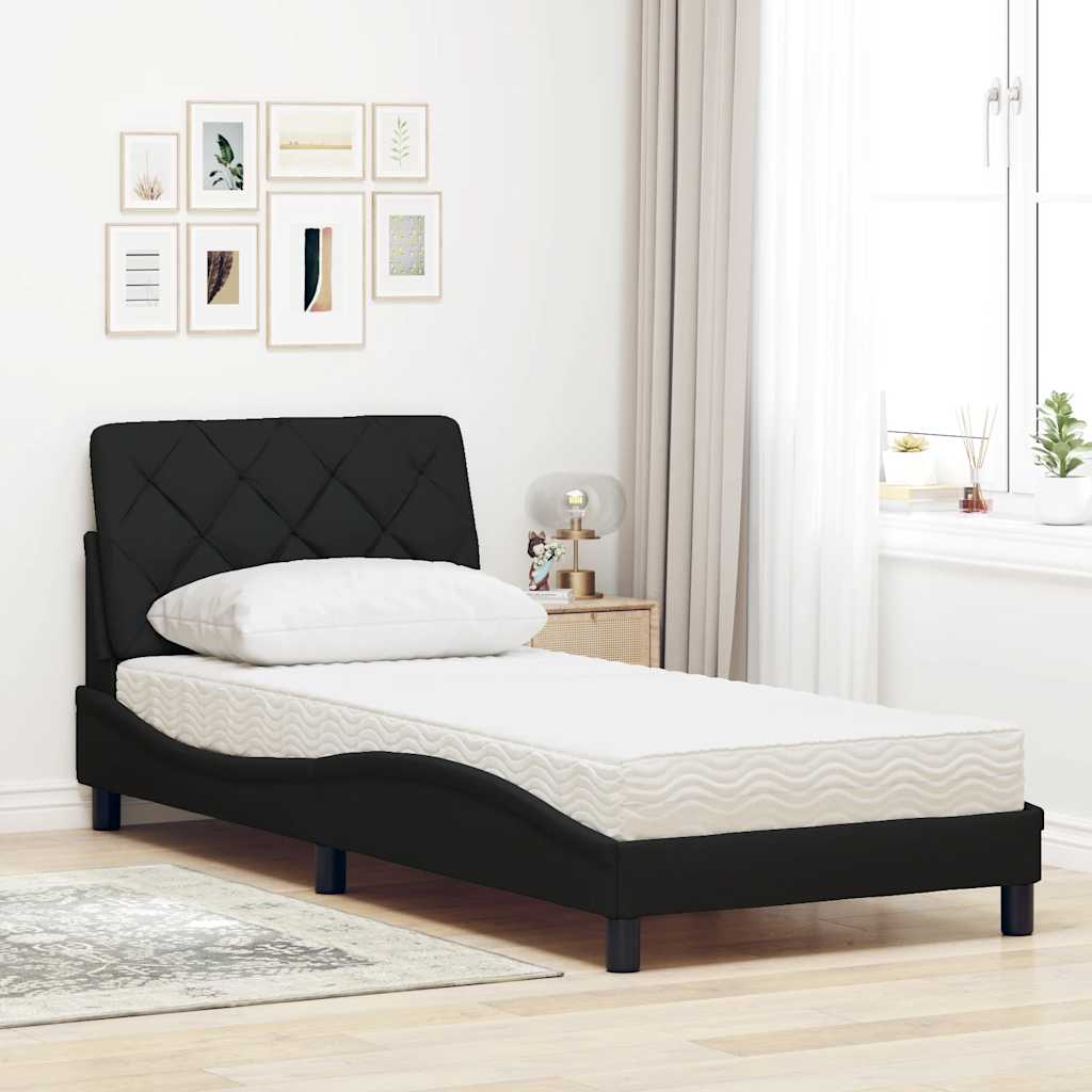 Letto con Materasso Nero 90x200 cm in Tessuto - homemem39