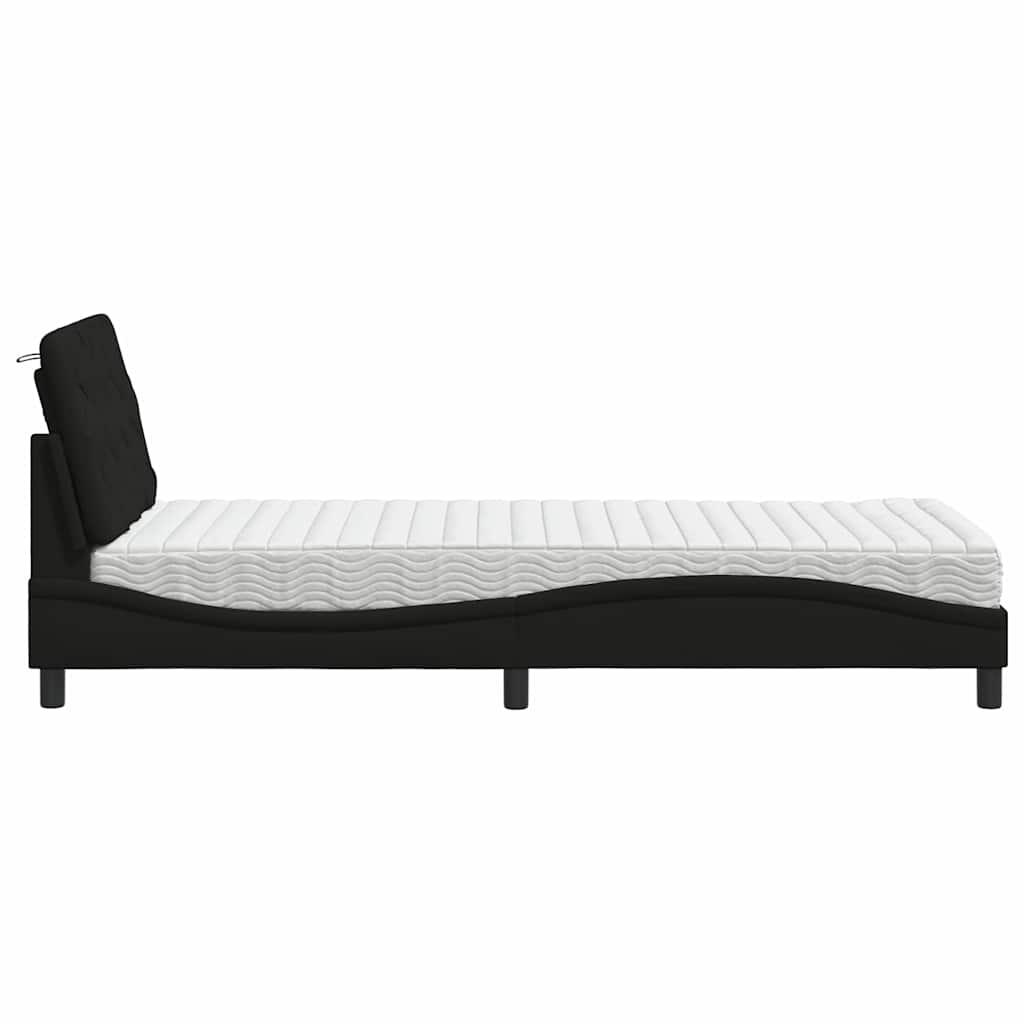 Letto con Materasso Nero 90x200 cm in Tessuto - homemem39