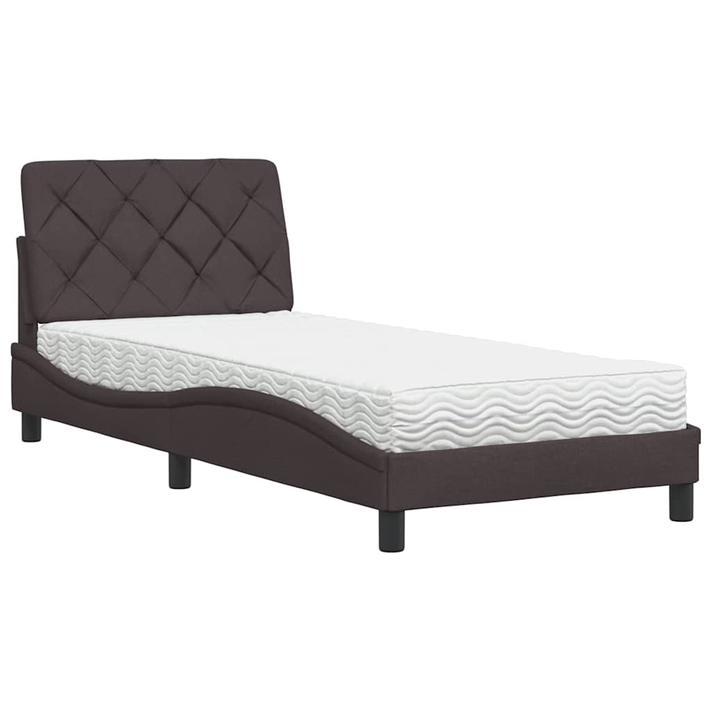 Letto con Materasso Marrone Scuro 90x200 cm in Tessuto - homemem39