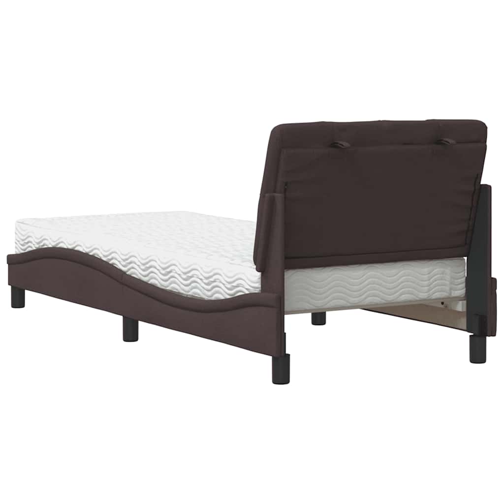 Letto con Materasso Marrone Scuro 90x200 cm in Tessuto - homemem39