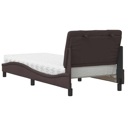 Letto con Materasso Marrone Scuro 90x200 cm in Tessuto - homemem39