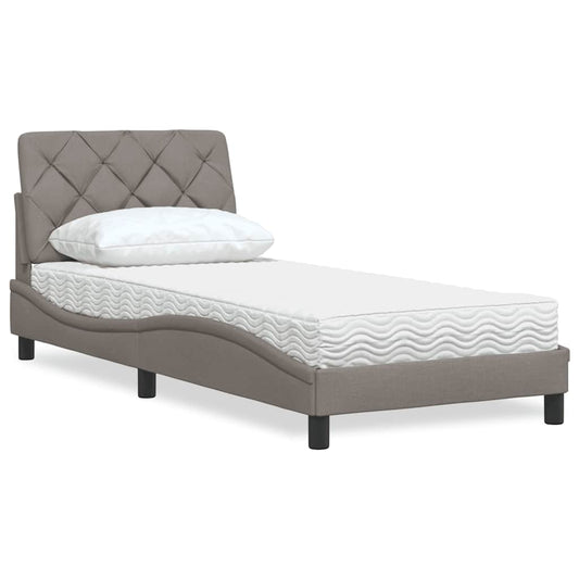 Letto con Materasso Tortora 90x200 cm in Tessuto - homemem39
