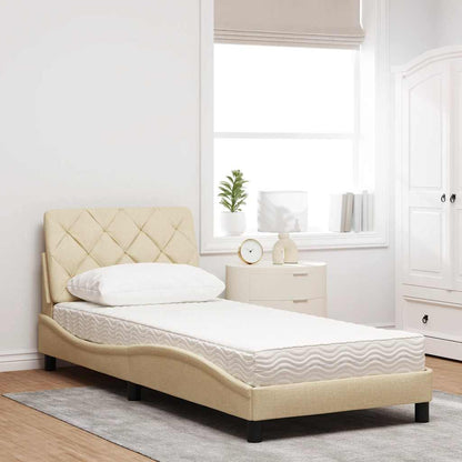 Letto con Materasso Crema 90x200 cm in Tessuto - homemem39