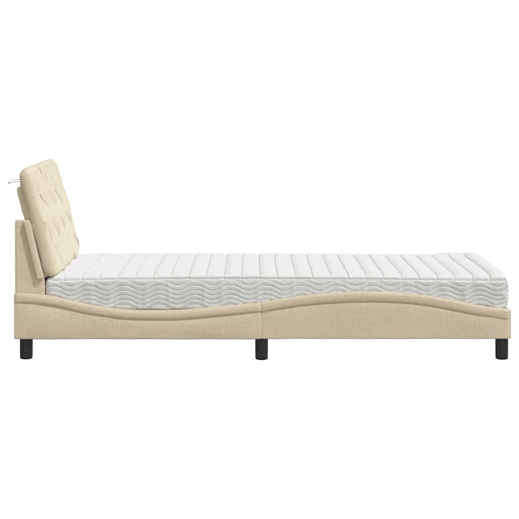 Letto con Materasso Crema 90x200 cm in Tessuto - homemem39