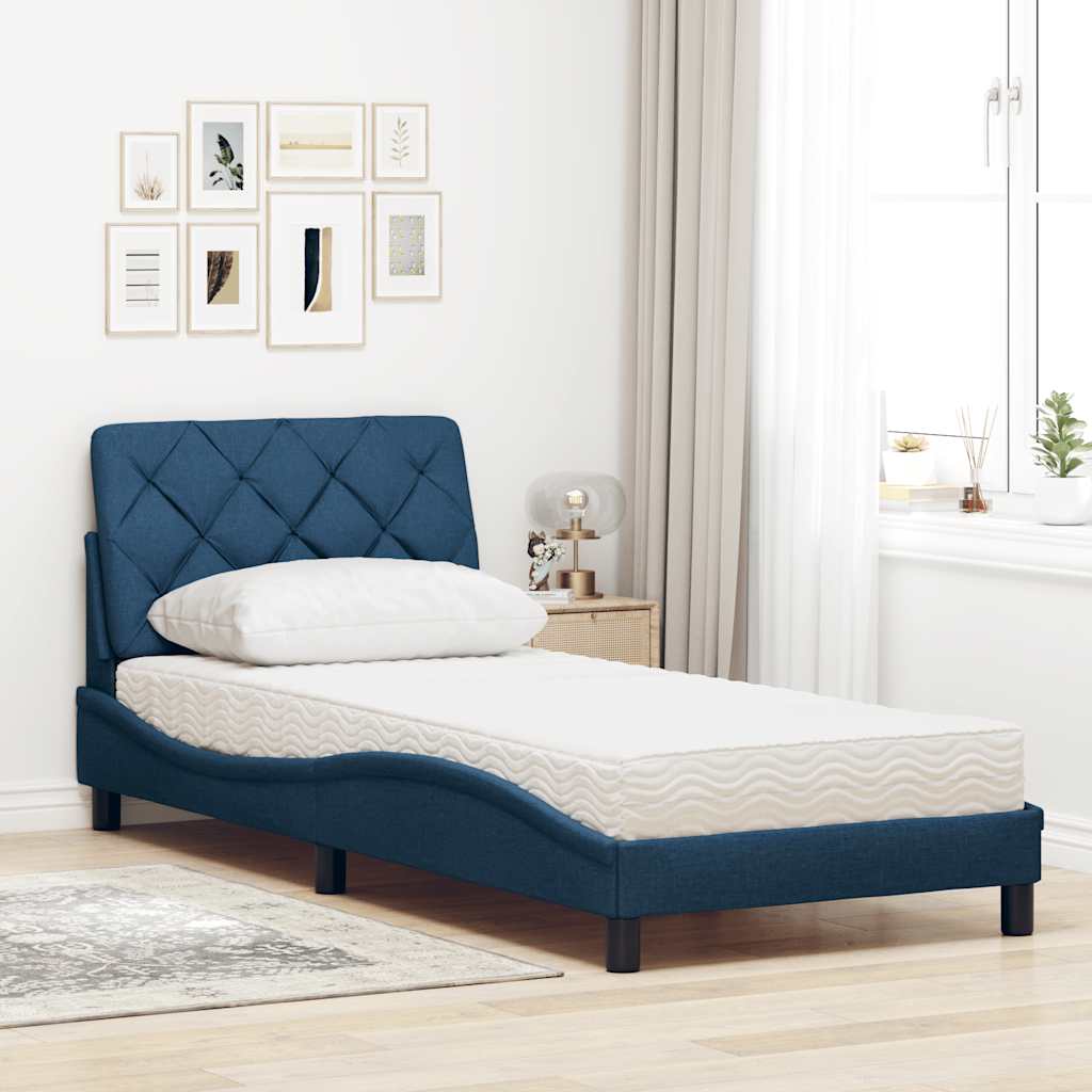 Letto con Materasso Blu 90x200 cm in Tessuto | homemem39